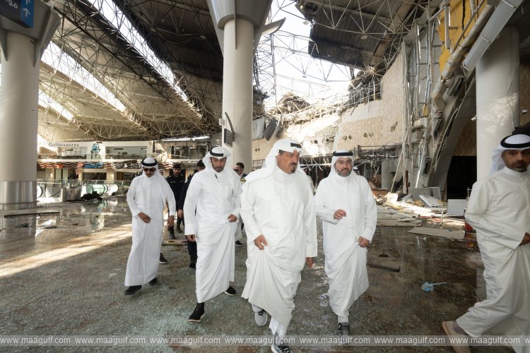 Prime Minister Sheikh Ahmed visits Kuwait International Airport after Iran attack