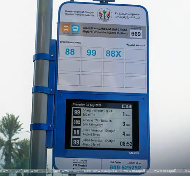 Real-time bus arrival information at Sharjah bus stops