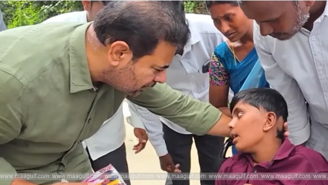 KTR stands by a boy battling brain cancer